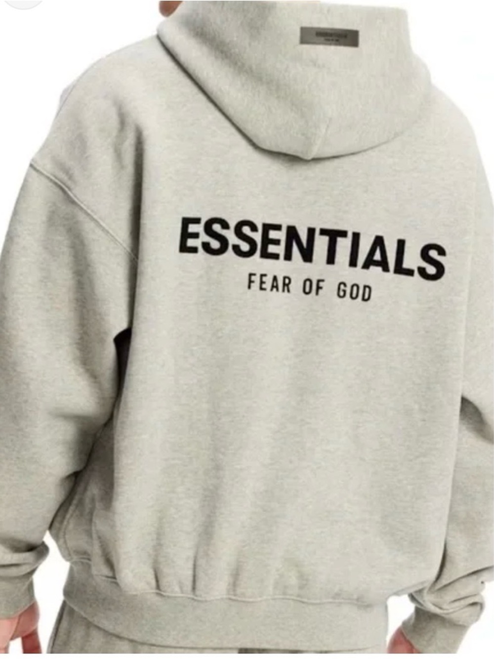 Essentials Fear of God Light Oatme Hoodie with Black Logo Unisex size Small